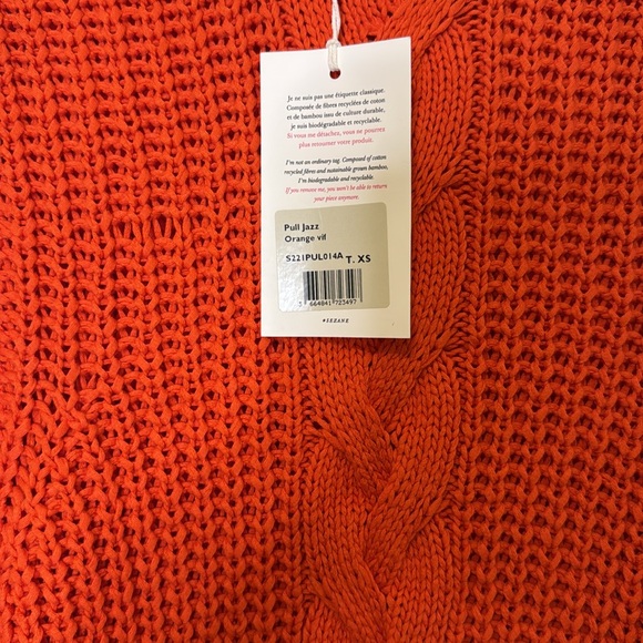 NWT Sezane Jazz Jumper in Orange Size XS - Picture 4 of 7